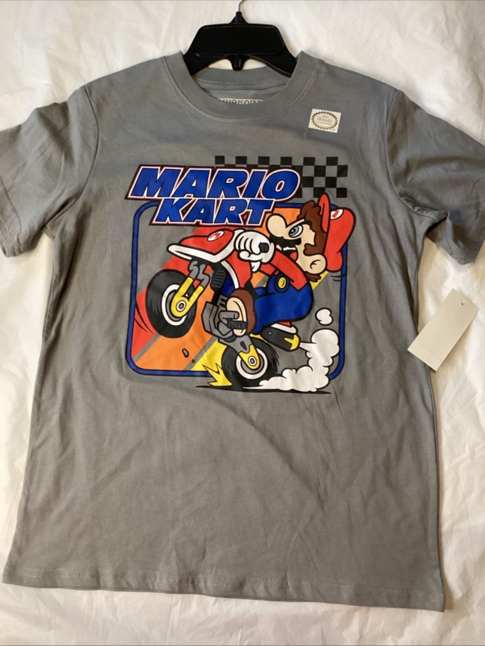 Nintendo Gray Mario Kart Graphic Tee with Red & Blue Accents